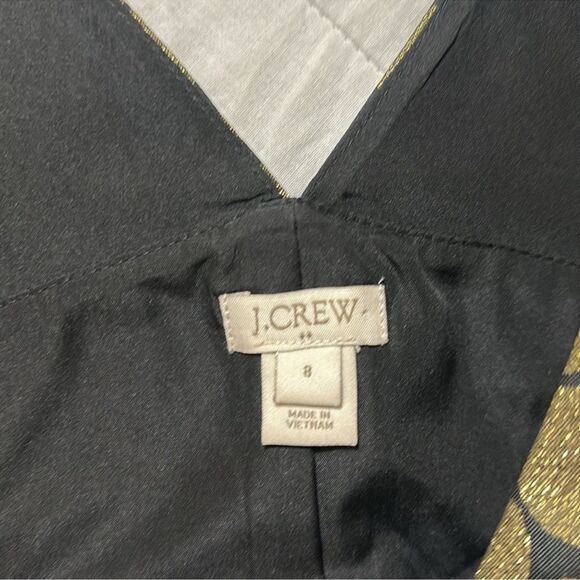 J. Crew 8 Black Metallic Gold Circle Brocade Sleeveless Formal Dress Pockets - Picture 10 of 12